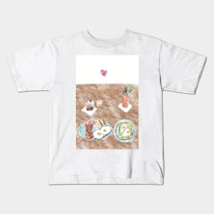 date night valentines day card brunch Kids T-Shirt